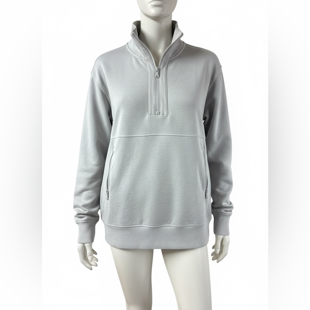 Old Navy Women's Light Gray Quarter-Zip Sweater